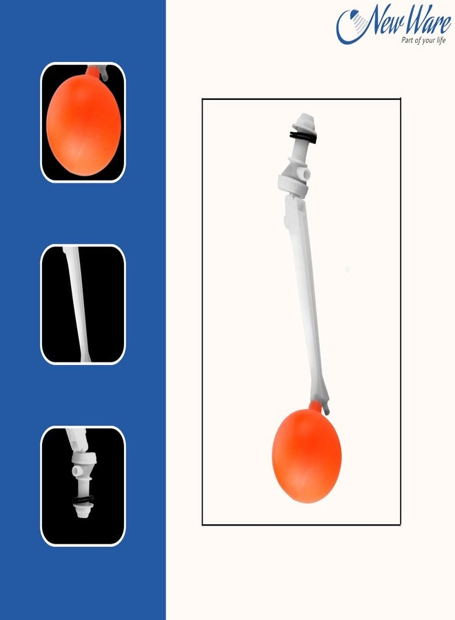 NEW WARE طقم صمام عائم كروي من البلاستيك PVC من نوع New Ware Parry مع كرة - صمام عائم متين لخزان التدفق، ملحق للمرحاض المنزلي (أبيض) - Image 5